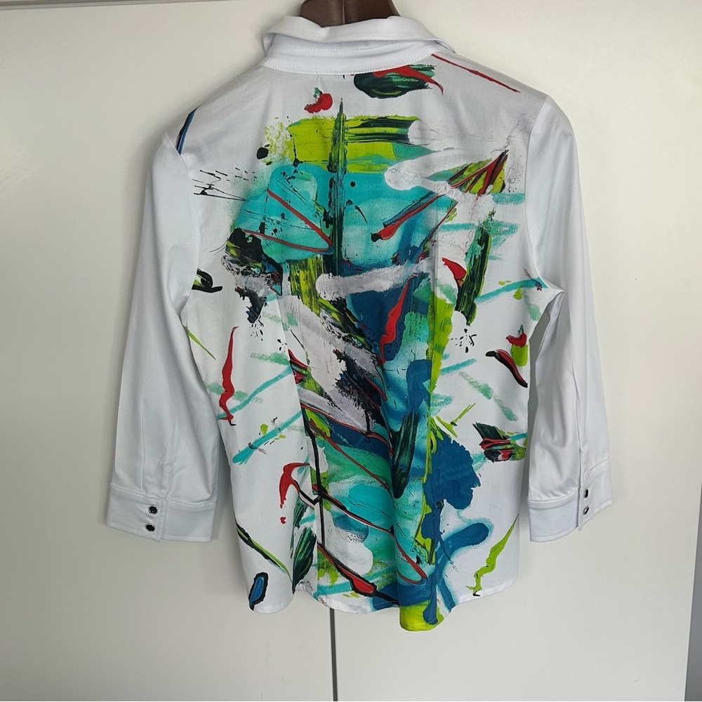 Vibrant Artistic Women's Blouse - Picture 3 of 11